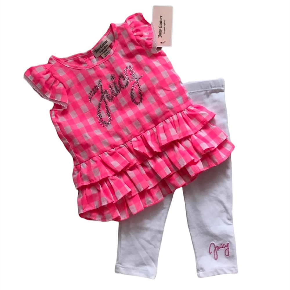 NWT Juicy Couture infants gingham top/leggings set
